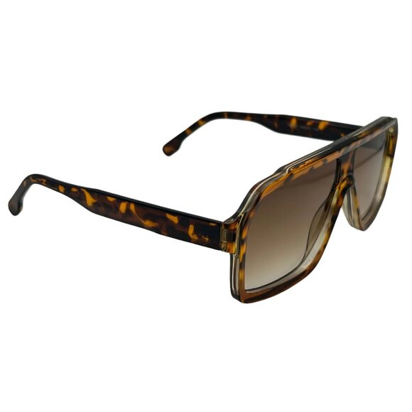 7005 | Tortoise Retro Flat Top Sunglasses - Picture 2 of 5